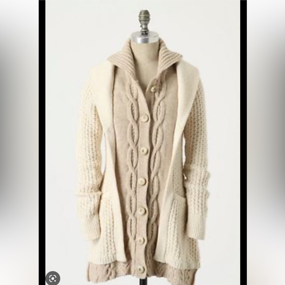 Anthropologie Sleeping on Snow Cable Knit Cardigan Sweater